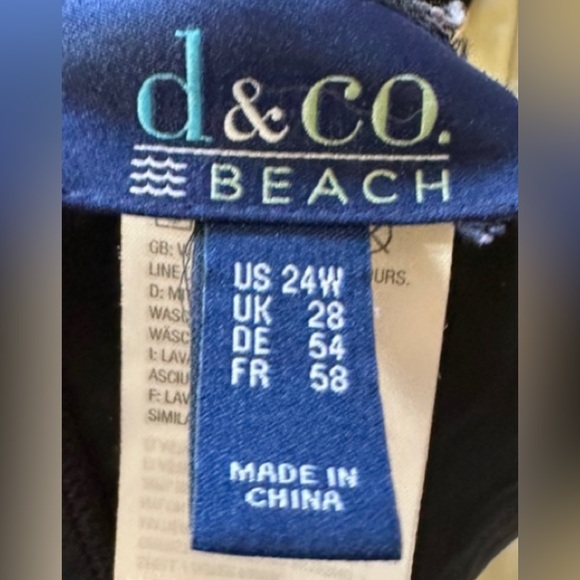 Swimsuit 1 Piece V-Neck Skirted- DENIM & COMPANY BEACH -Women's Size 24W - Picture 8 of 8